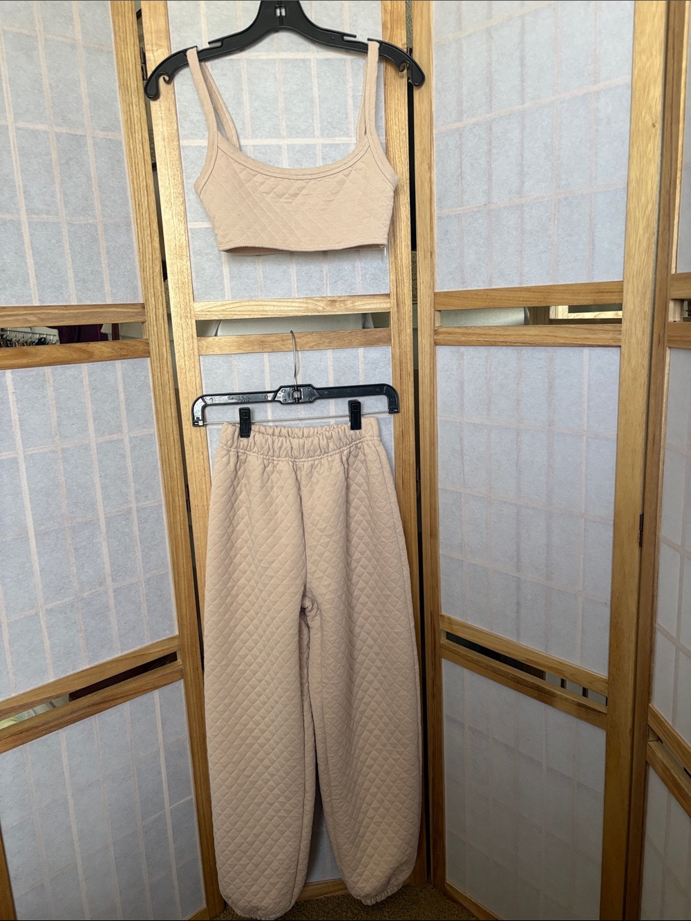 Princess Polly Arabella High-Waist Jogger & Crop Bralette Set - Beige Sz 2